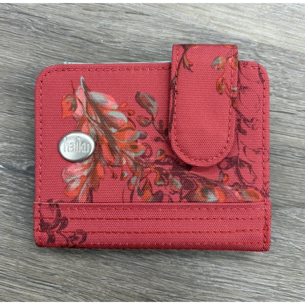 Haiku Red & Teal Colored Wallet With RFID Blocking Floral NWOT!!!